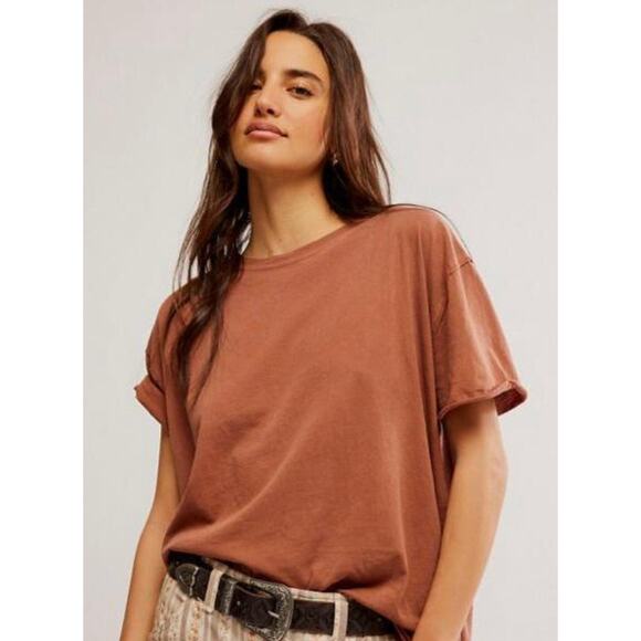 Free People clay brown oversized tee - Picture 1 of 8
